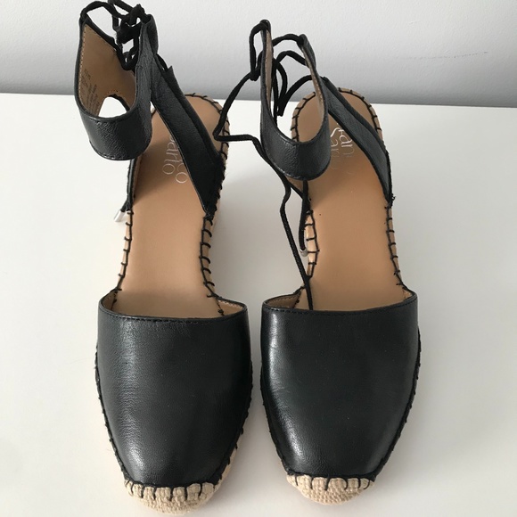 Franco Sarto Shoes - Franco Sarto Black Wedge Leather Upper Shoes 9